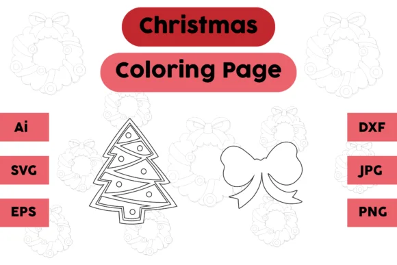 Christmas Coloring Page Tree Tie Set