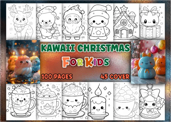 Kawaii Christmas Coloring Book for Kids