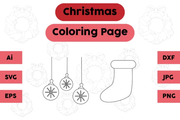 Christmas Coloring Page Lamp Socks Set