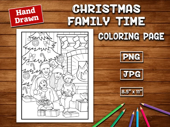 Christmas Family Time Coloring Page