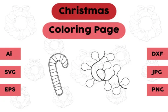 Christmas Coloring Page Candy Lamp Set 1