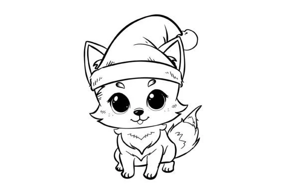 Cute Christmas Animal Kids Coloring Page