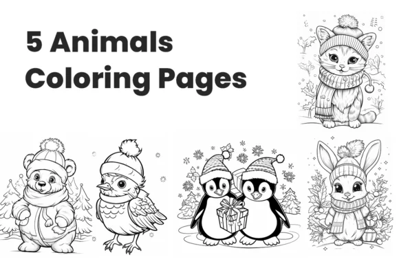 5 Christmas Animals Coloring Pages