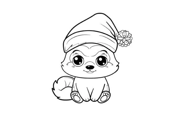 Cute Christmas Animal Kids Coloring Page
