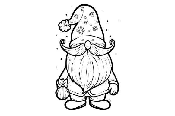 Christmas Gnome Coloring Page