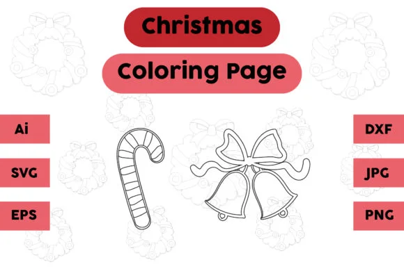Christmas Coloring Page Candy Bell Set 1