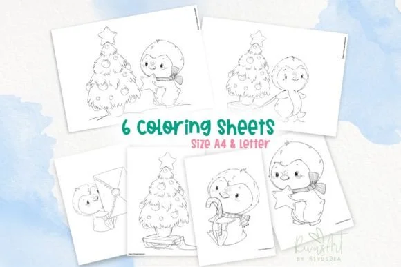 Christmas Penguin Coloring Pages for Kid