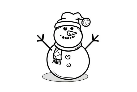 Christmas Snowman Kids Coloring Page
