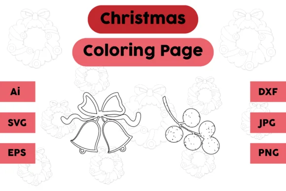 Christmas Coloring Page Bell Fruit Set 2