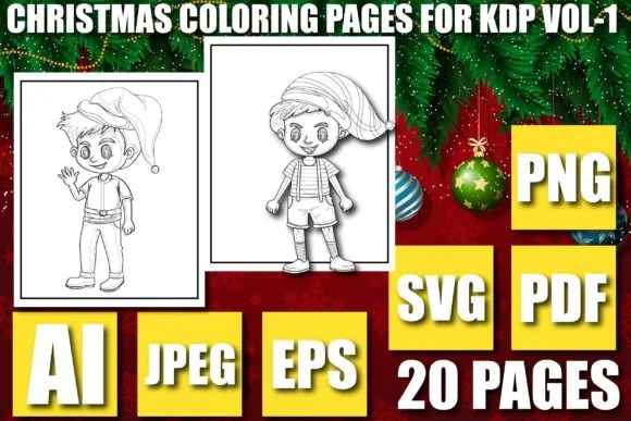 CHRISTMAS COLORING PAGES for KDP VOL-1