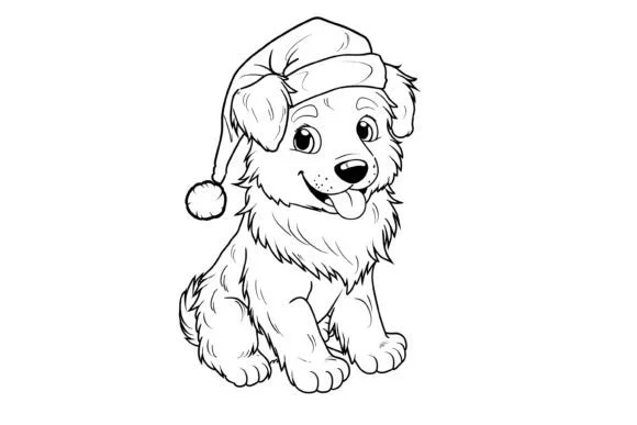 Cute Christmas Dog Coloring Page for Kid