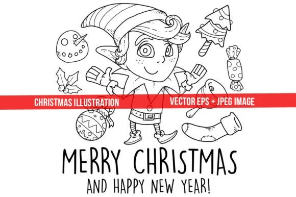 Christmas Elf Coloring 2