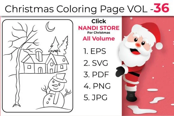 Christmas Kids Coloring Book Pages Vol36
