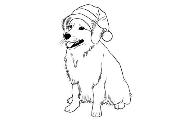 Cute Christmas Dog Coloring Page for Kid