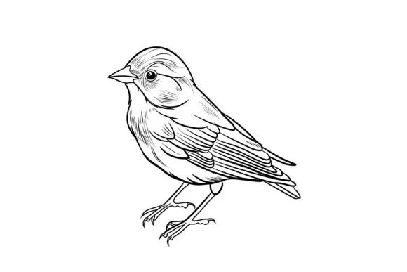 Cute Christmas Bird Coloring Page