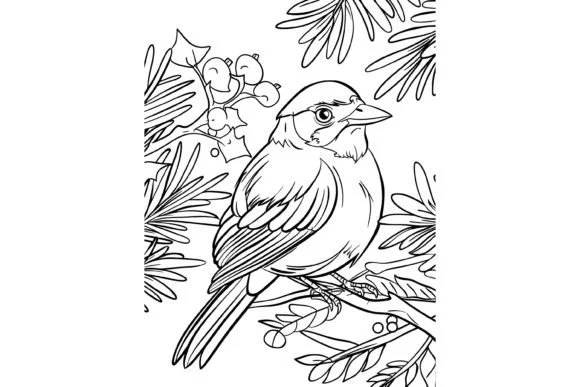 Cute Christmas Bird Coloring Page