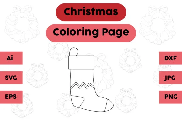 Christmas Coloring Page - Socks 04