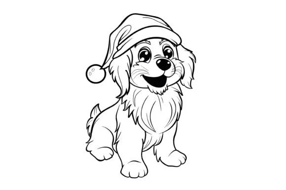 Cute Christmas Dog Coloring Page for Kid