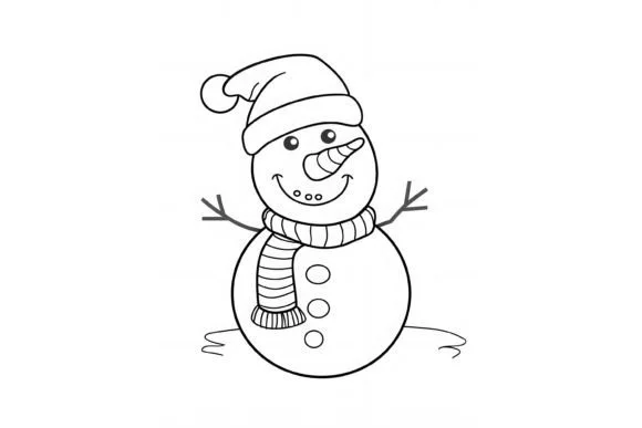 Christmas Snowman Kids Coloring Page