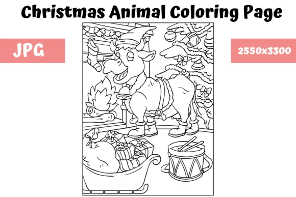 Christmas Animal Coloring Page 15
