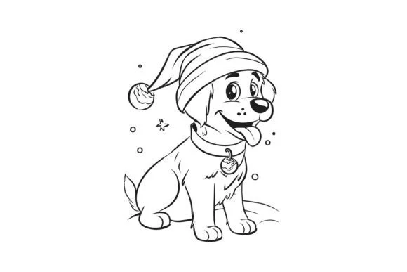 Cute Christmas Dog Coloring Page for Kid