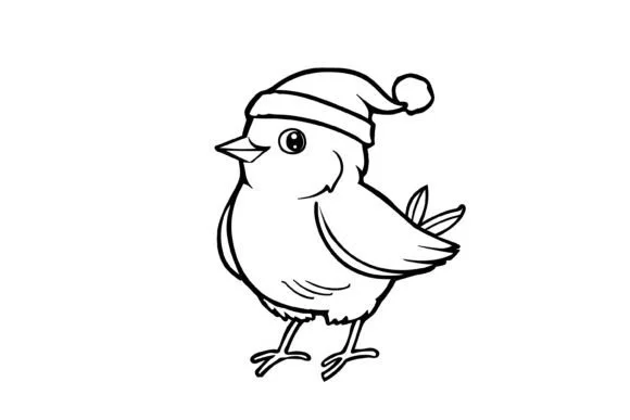 Cute Christmas Bird Coloring Page