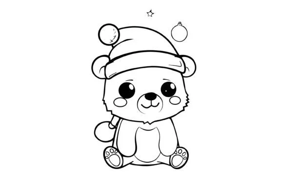 Cute Christmas Animal Kids Coloring Page