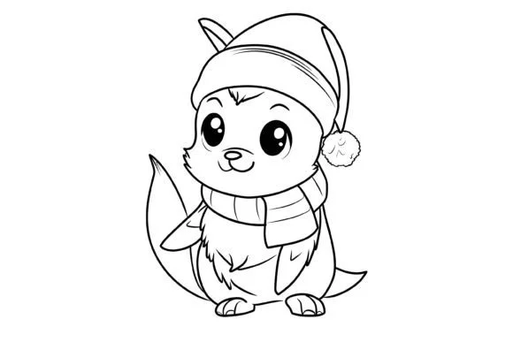 Cute Christmas Animal Kids Coloring Page