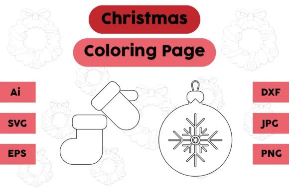 Christmas Coloring Pages Gloves Sock Set