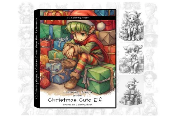 Christmas Cute Elf Coloring Book