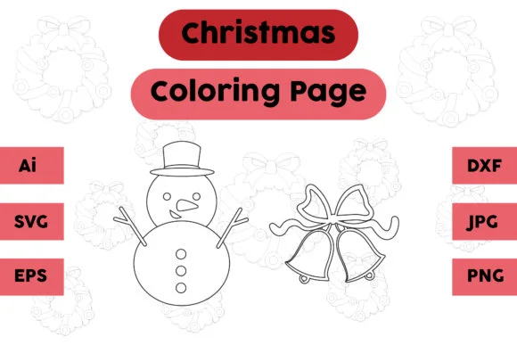 Christmas Coloring Page Snow Bell Set 02