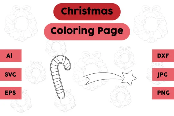 Christmas Coloring Page Candy Star Set 3