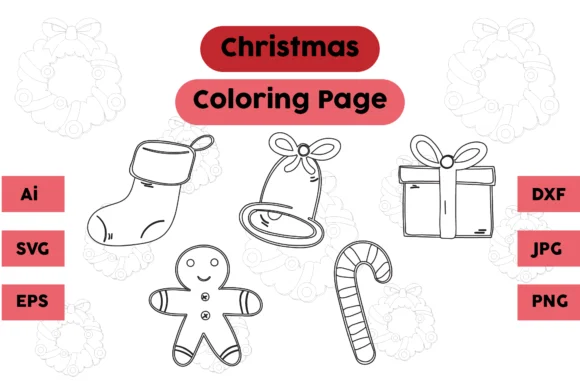 Christmas Coloring Page Gift Bell Set 10