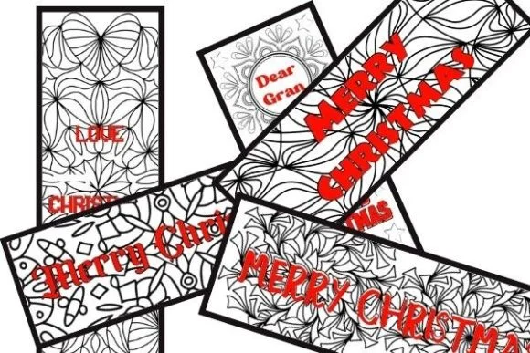 Christmas Bookmarks to Print and Colour
