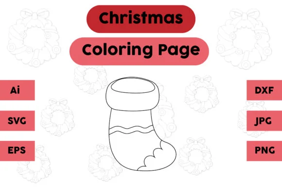 Christmas Coloring Page - Socks 03