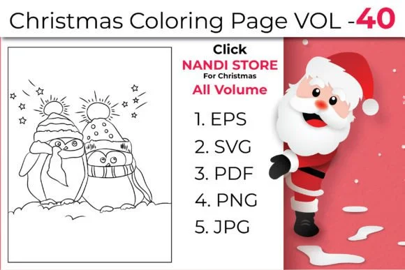 Christmas Kids Coloring Book Pages Vol40
