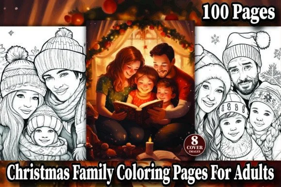 Christmas Family Coloring Book Pages KDP