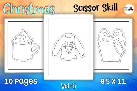 Christmas Scissor Skills Coloring Pag 05