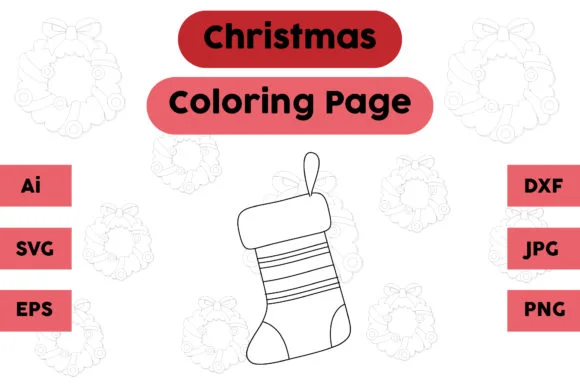 Christmas Coloring Page - Socks 08