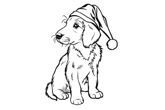 Cute Christmas Dog Coloring Page for Kid