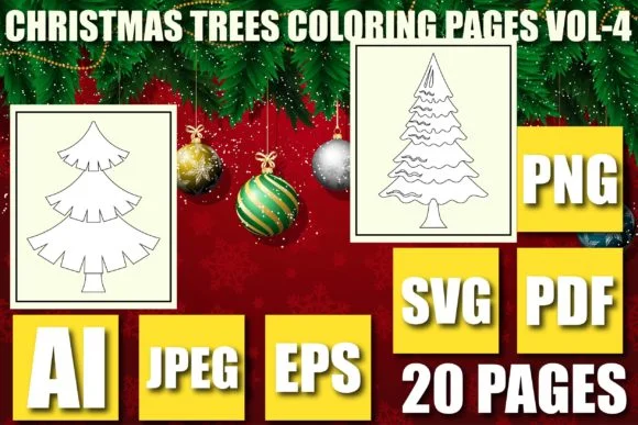 CHRISTMAS TREES COLORING PAGES VOL-4