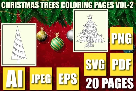 CHRISTMAS TREES COLORING PAGES VOL-2