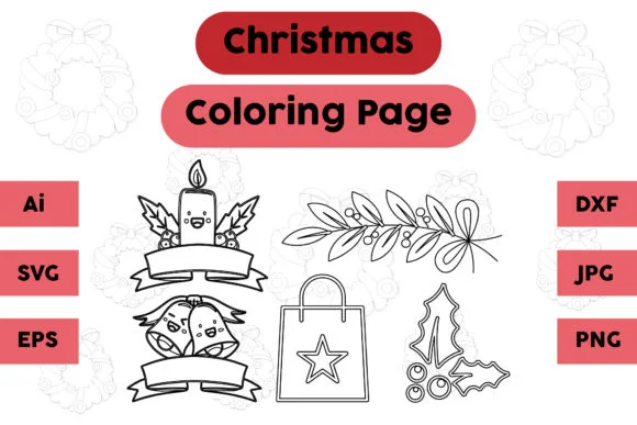 Christmas Coloring Page Candle Plum Set