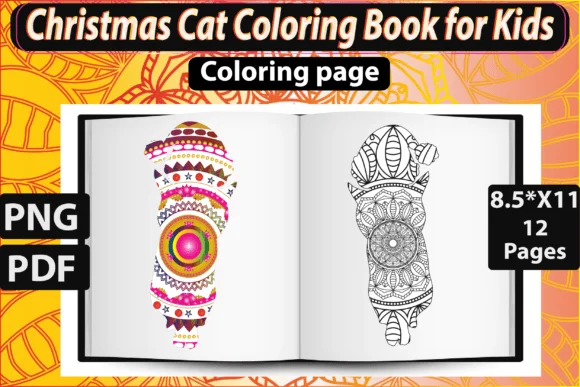 Christmas Cat Coloring Book for Kids