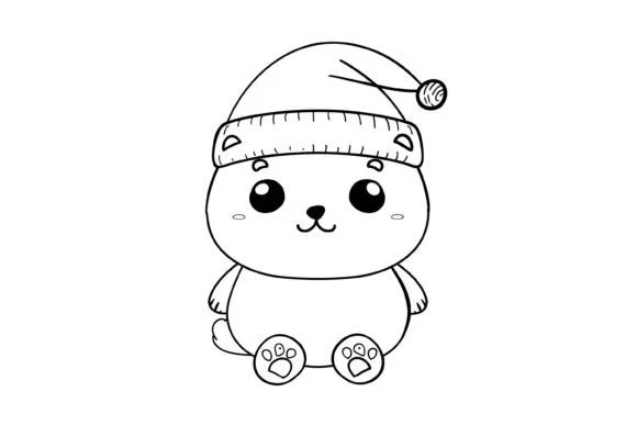 Cute Christmas Animal Kids Coloring Page