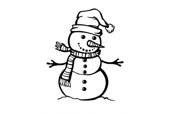Christmas Snowman Kids Coloring Page