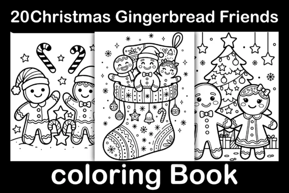 Christmas Gingerbread Friends Coloring