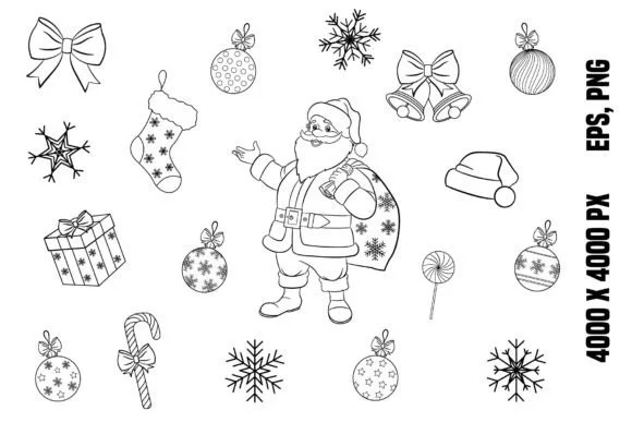 Christmas Set for Coloring Pages
