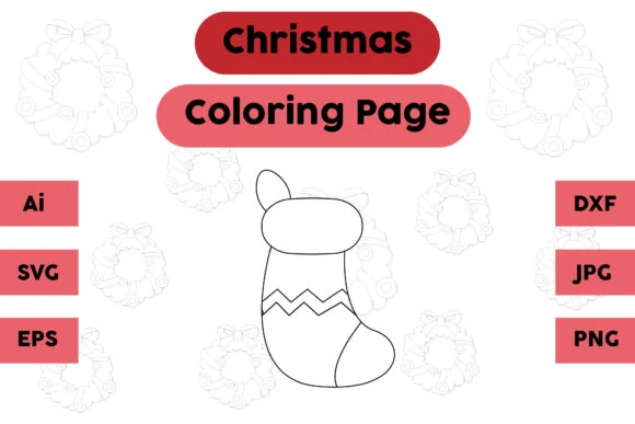 Christmas Coloring Page - Socks 01