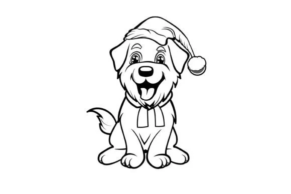 Cute Christmas Dog Coloring Page for Kid
